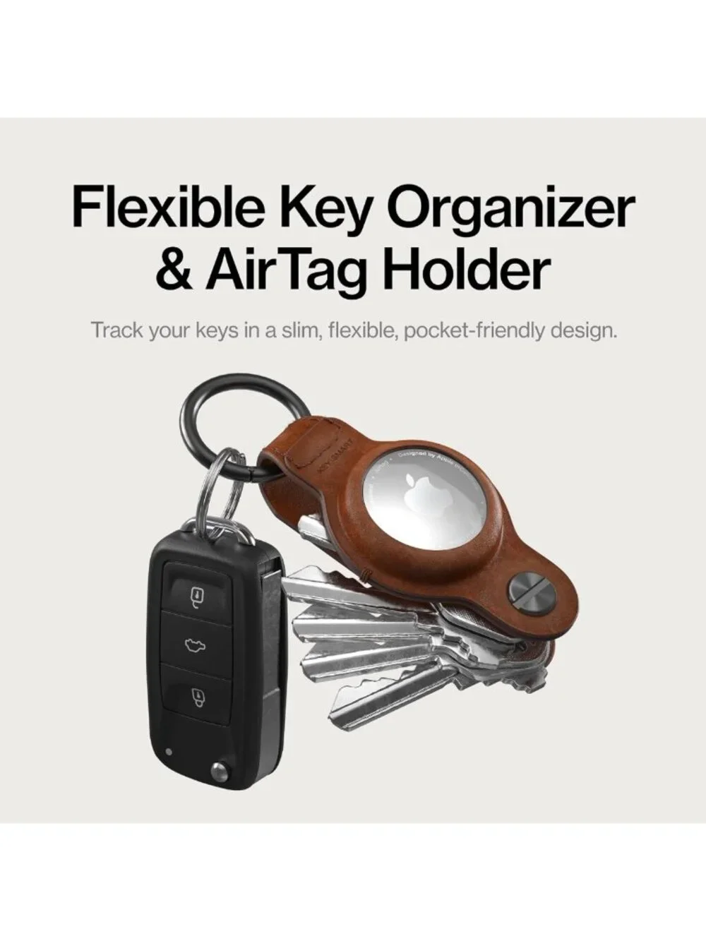 Premium Keychain Holder for Apple AirTag | 5-Key Organizer Keychain Accessory